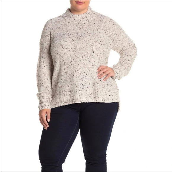 NWT Susina Cream Fleck Mock Neck Cozy Faux Shearling Sweater Plus Size 1X - Picture 1 of 5